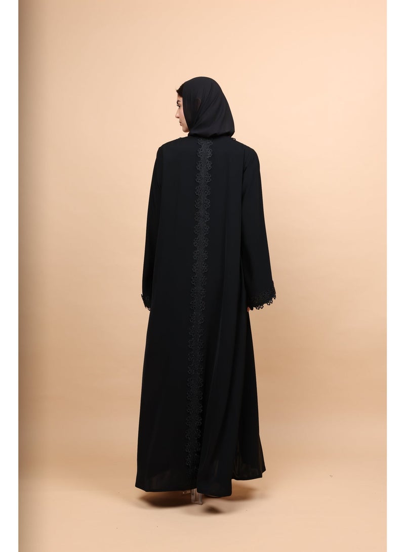 اكسا عباية أوبسيديان رويال ذات الدانتيل الأمامي - Image 2